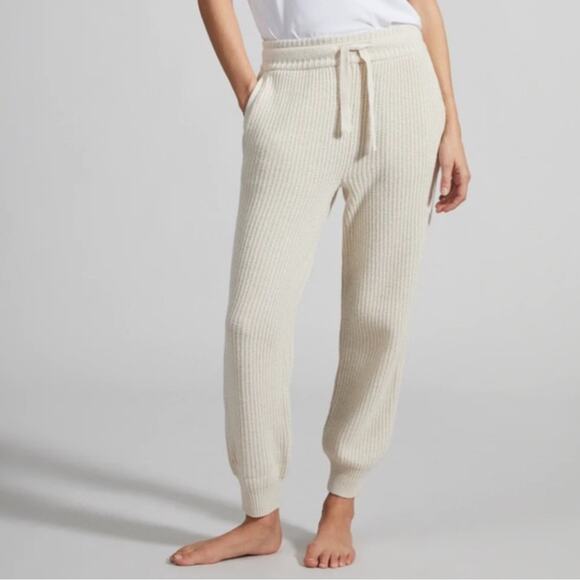 Paradis Perdus Pants - Paradis Perdus Aurele Ivory Knitted Jogger Pant Size MEDIUM